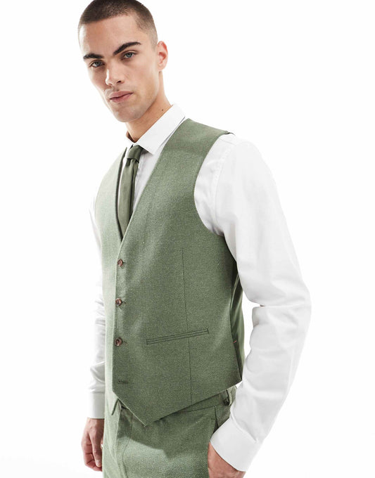 Slim Suit Waistcoat With Wool