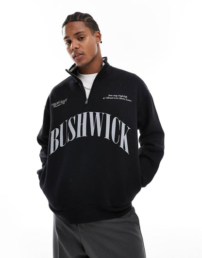 1/4 Zip Printed Sweatshirt