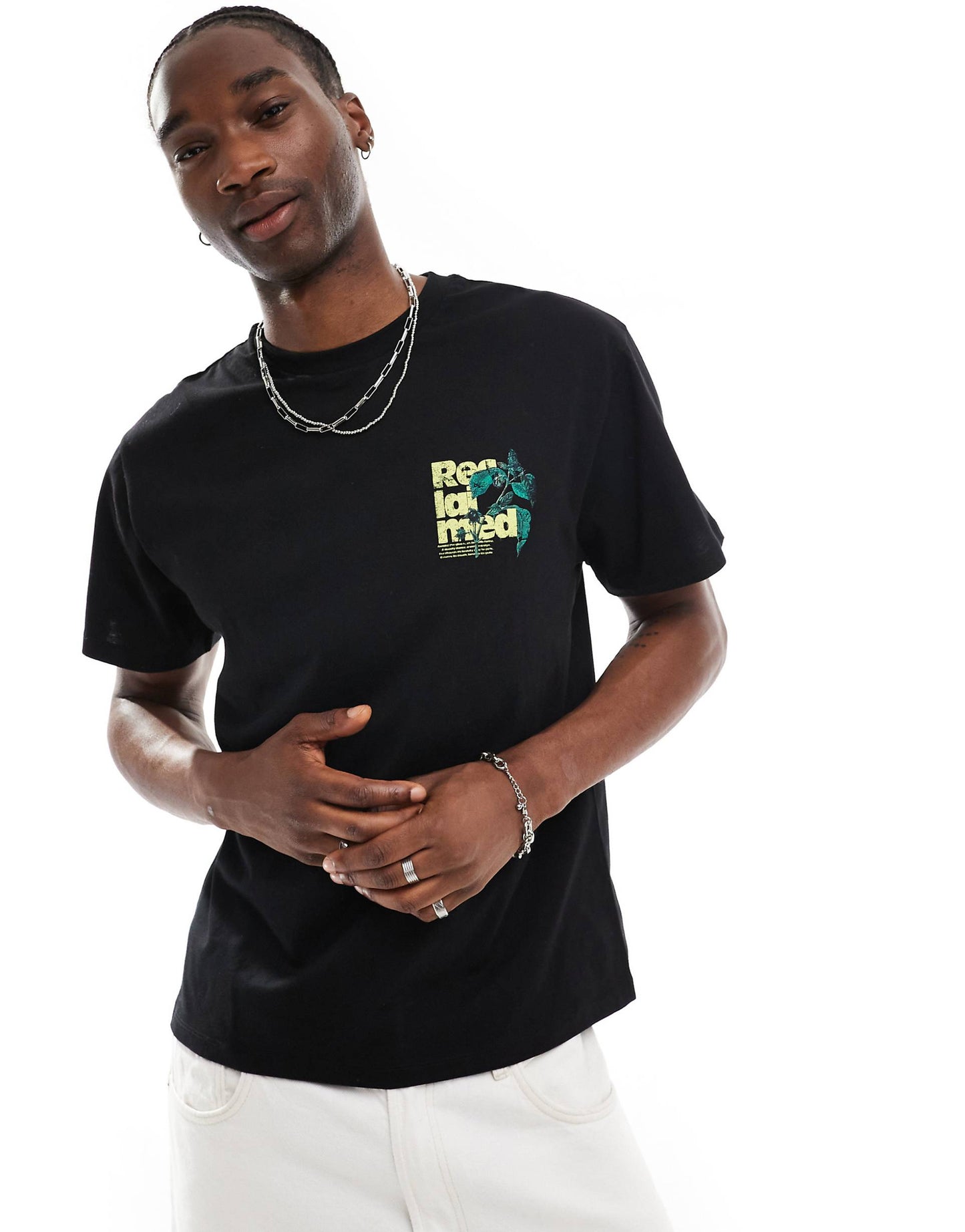 Cropped Boxy T Shirt With Plant Print