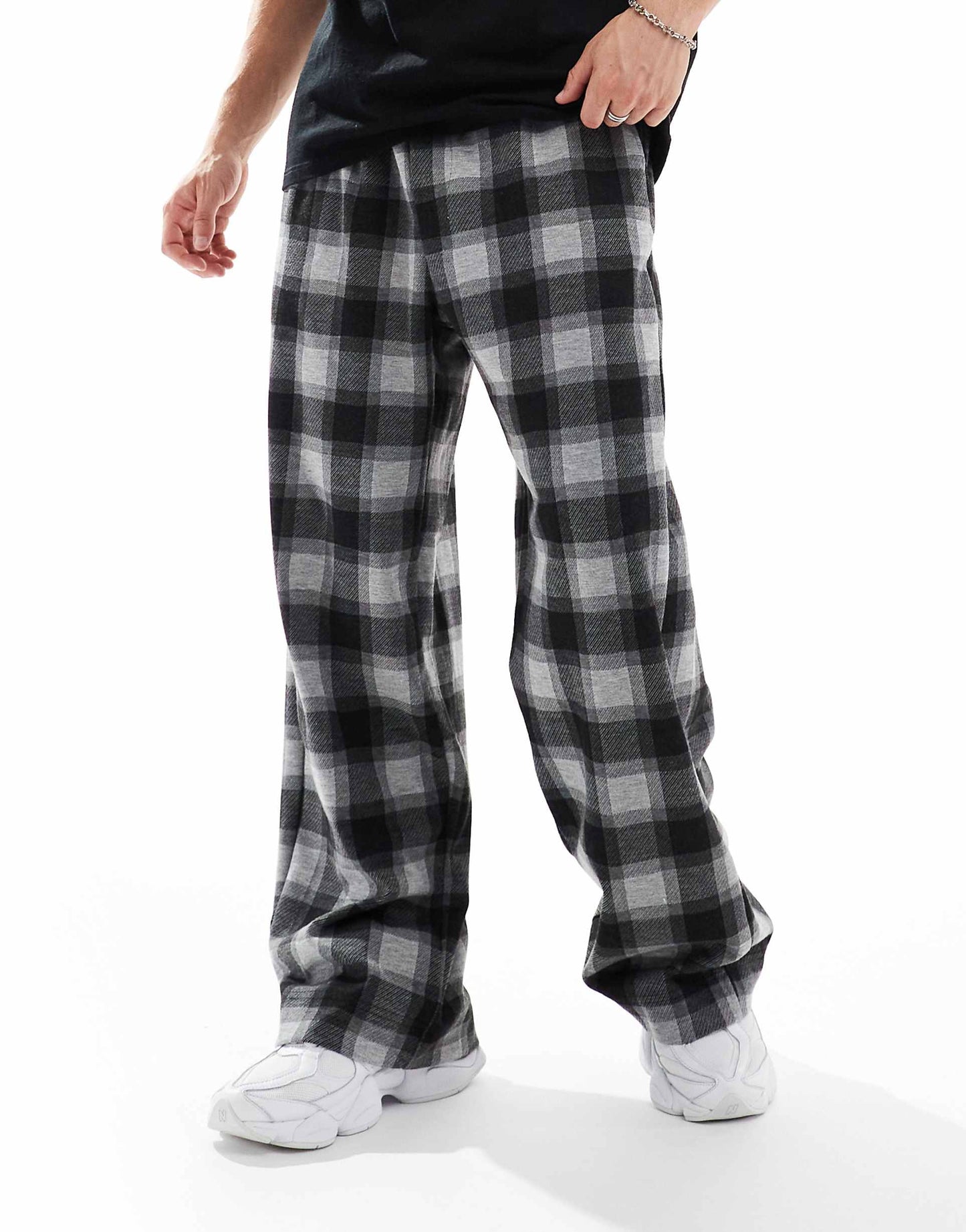 Wide Leg Skate Checked Trouser