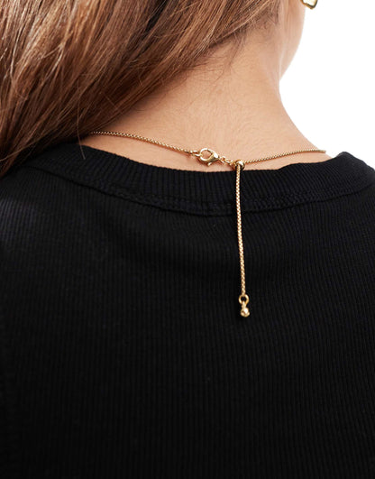 14K Gold Plated Adjustable Necklace With Faux Pearl Pendant