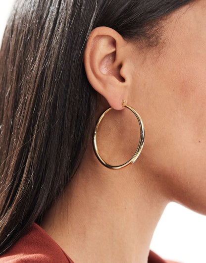 14K Gold Plated Earrings With Graduated Skinny Hoop Detail