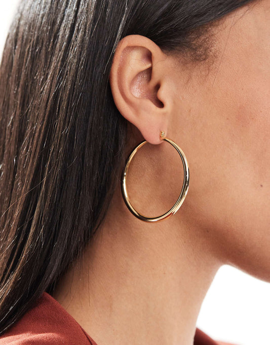 14K Gold Plated Earrings With Graduated Skinny Hoop Detail