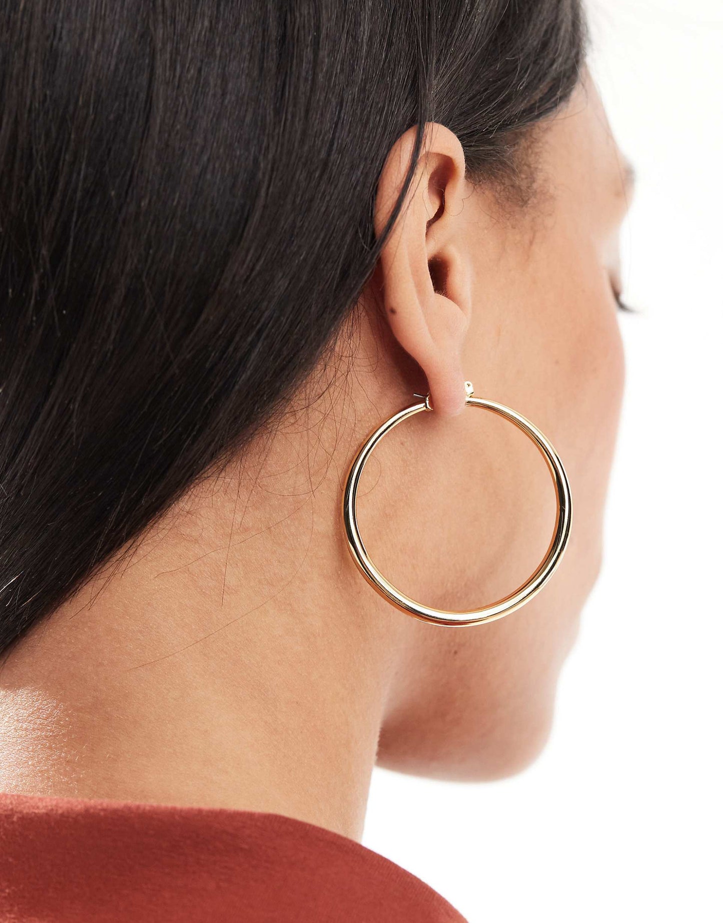 14K Gold Plated Earrings With Graduated Skinny Hoop Detail