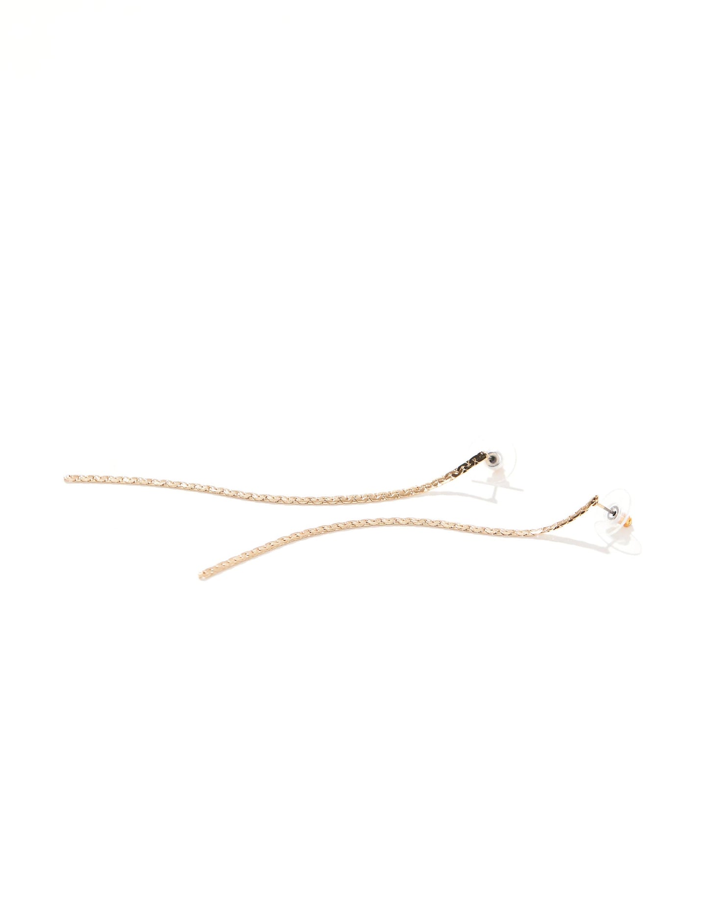 14K Gold Plated Drop Earrings With Chain Detail