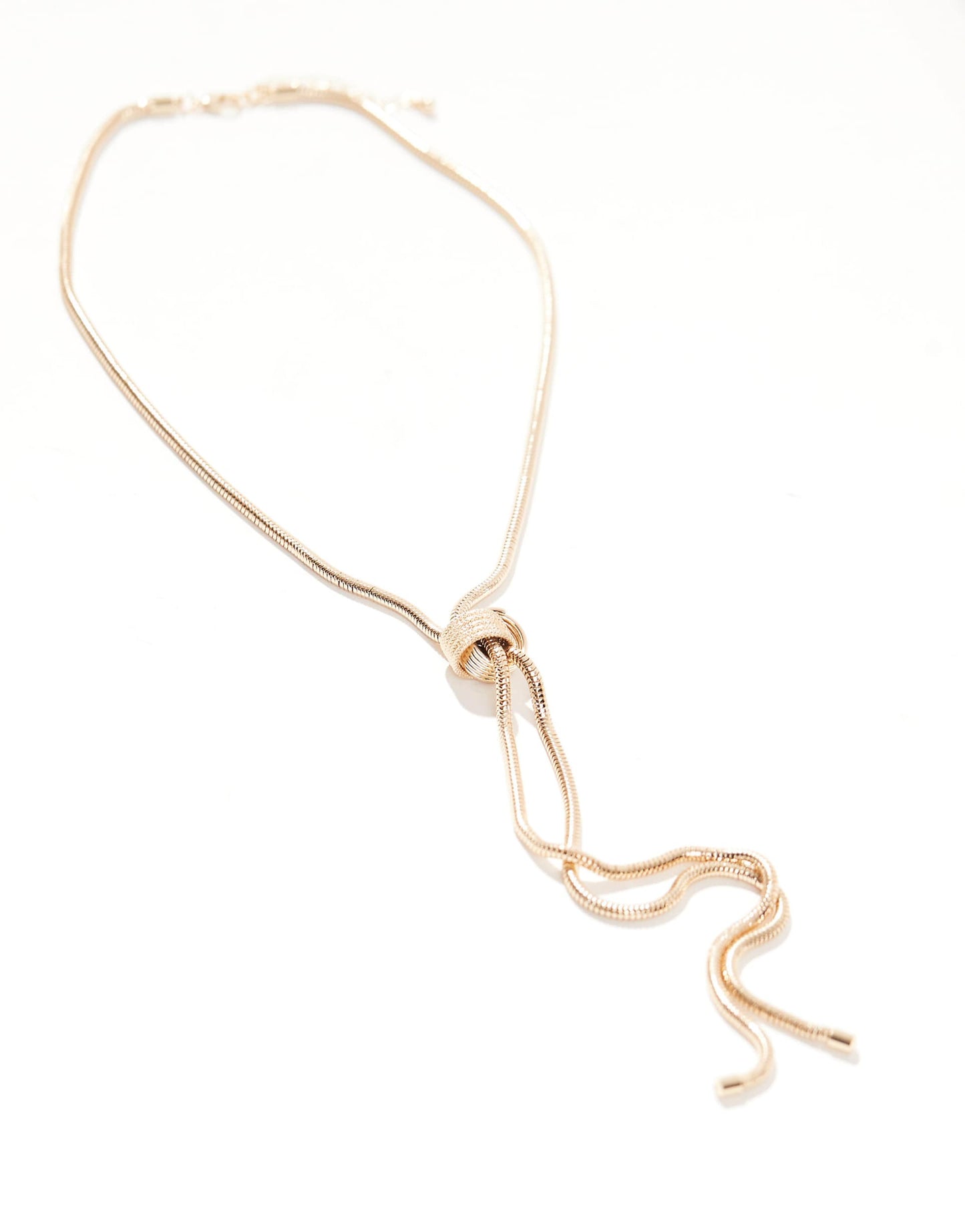 Lariat Necklace With Snake Chain Design