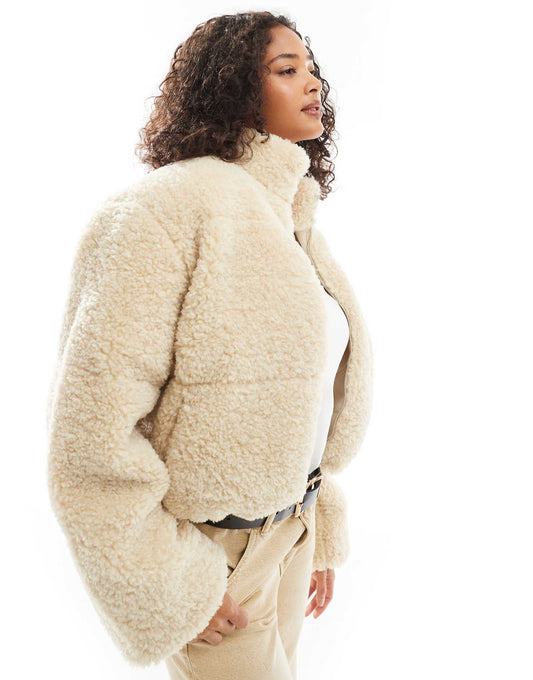 Short Panelled Teddy Jacket