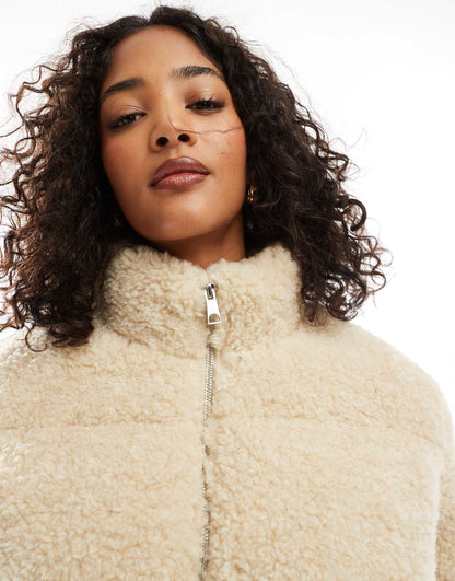 Short Panelled Teddy Jacket