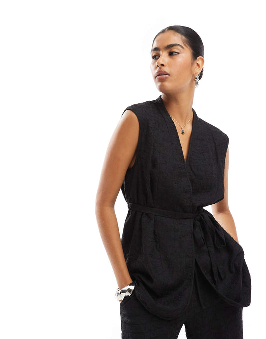 Textured Longline Waistcoat Co-Ord