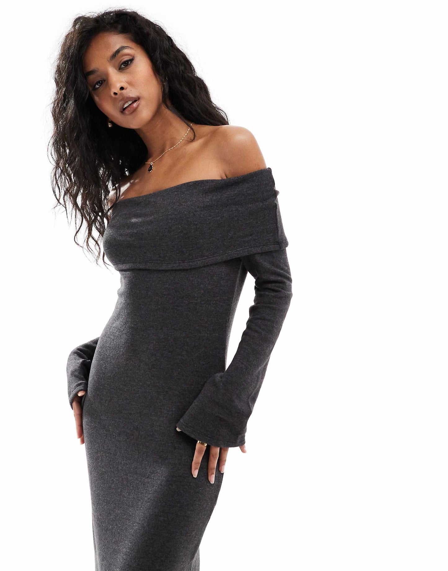 Supersoft Off Shoulder Ankle Dress