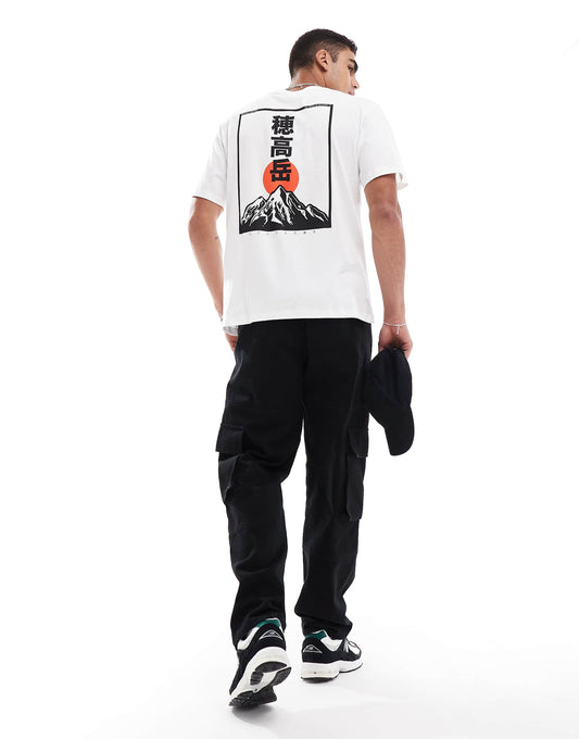 Oversized T-Shirt With Japanese Mountain Backprint