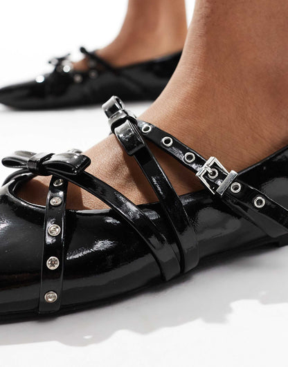 Strappy Studded Ballet Shoe