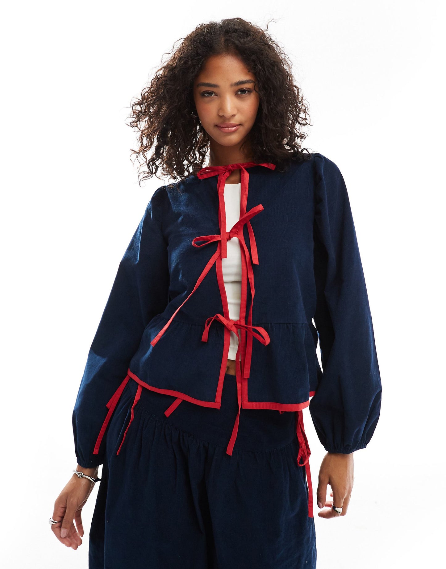 Cord Tie-Detail Smock Blouse