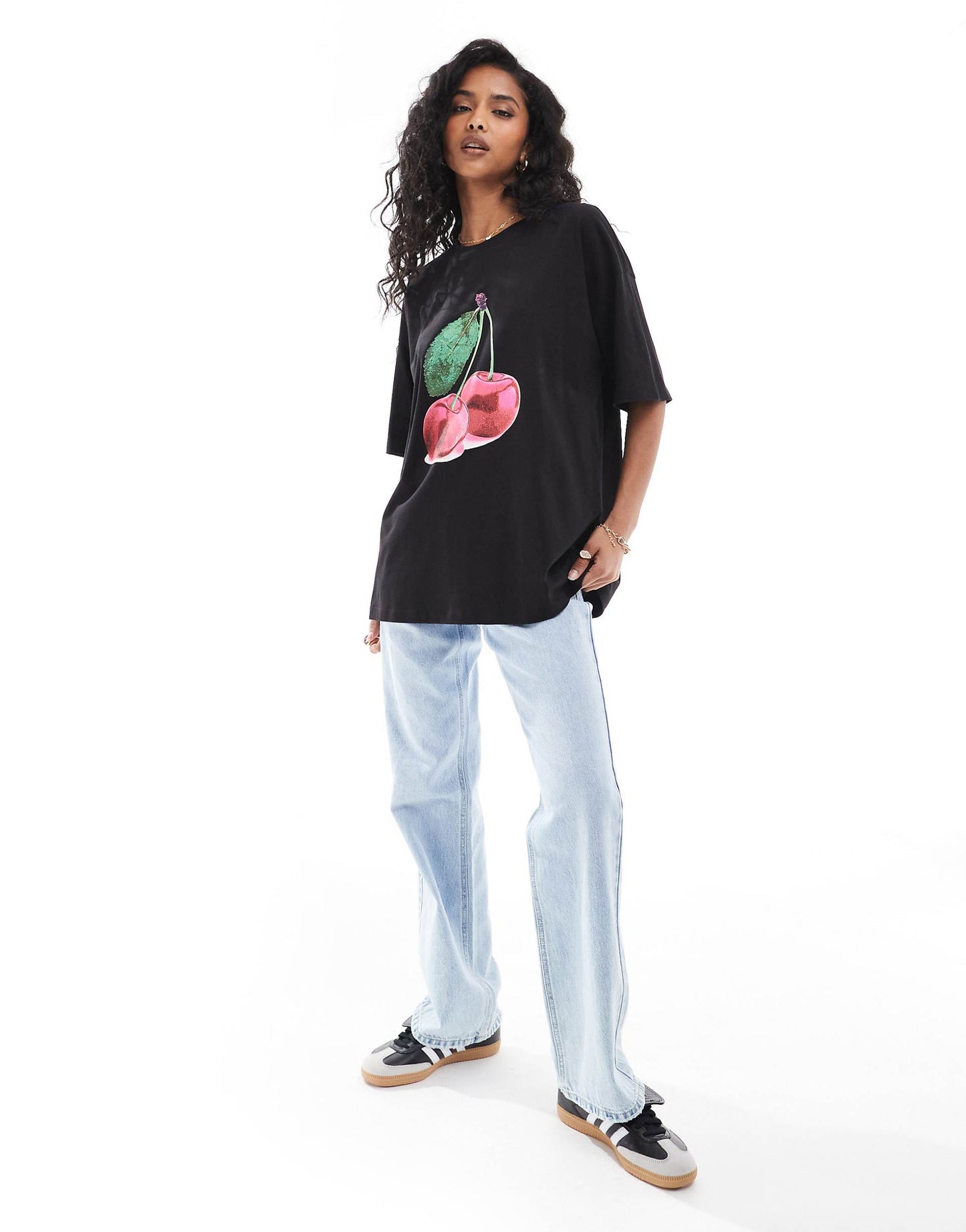 Oversized T-Shirt With Cherry Graphic