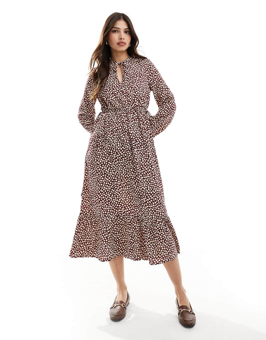 Spot Print Smock Midaxi Dress