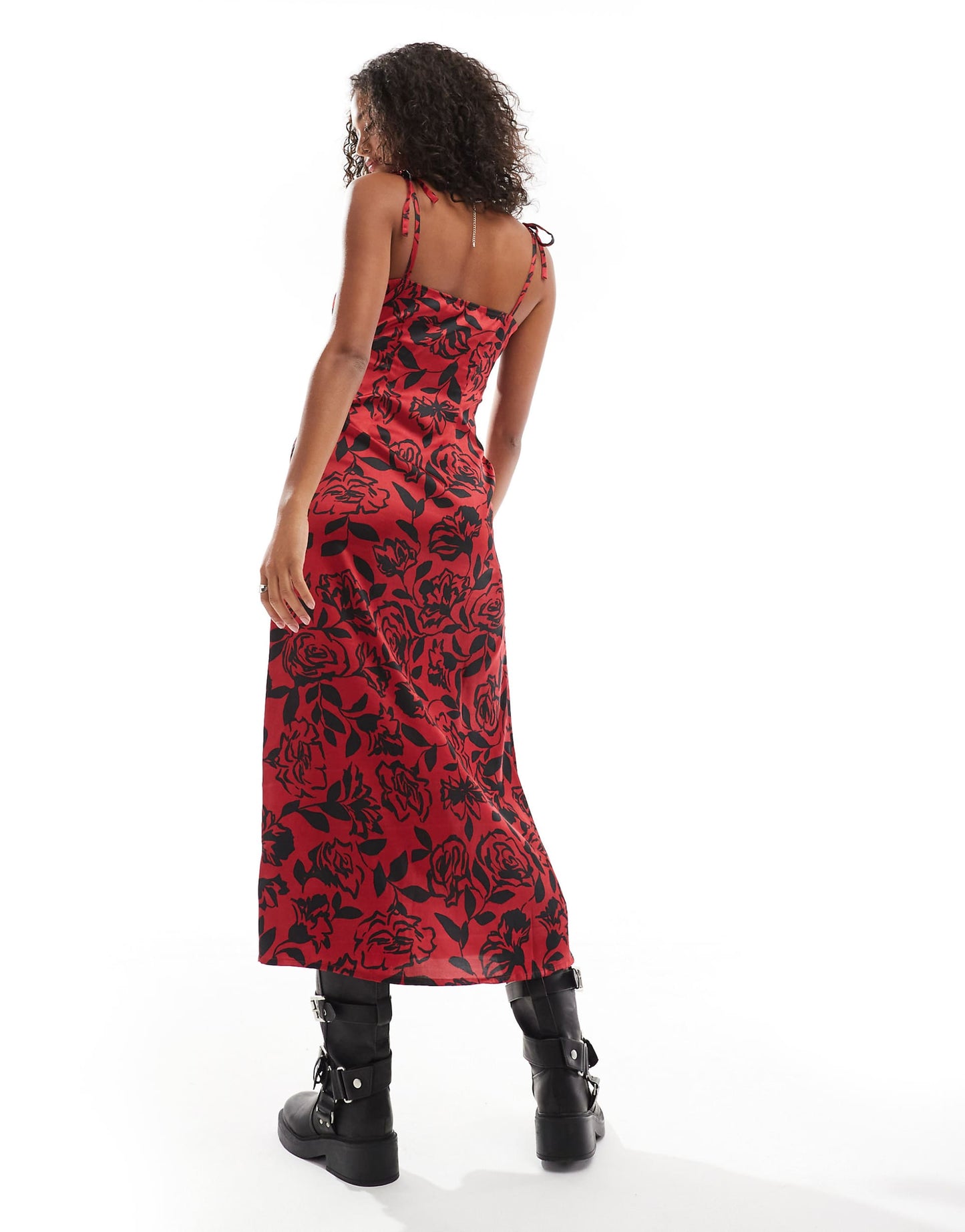 Rose Print Lace Insert Cami Dress