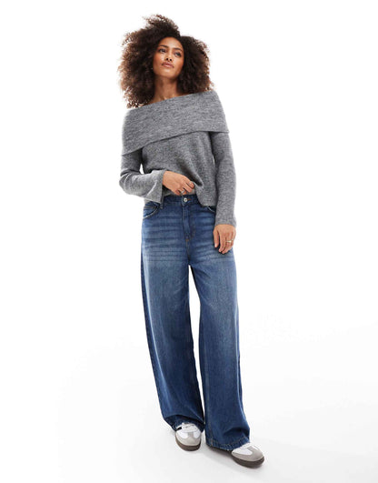 Slouchy Off Shoulder Jumper