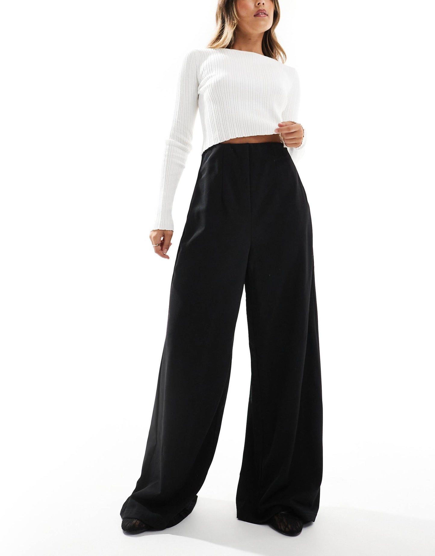 Jersey Crepe Super Wide Leg Trousers