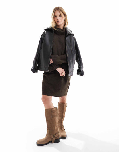 Knitted Roll Neck Mini Dress