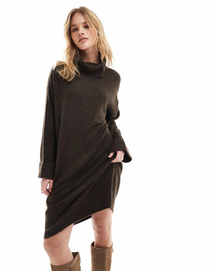 Knitted Roll Neck Mini Dress
