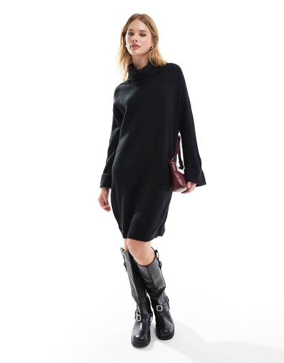 Knitted Roll Neck Mini Dress