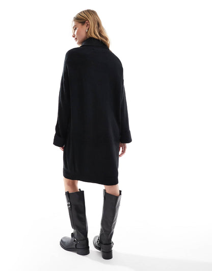 Knitted Roll Neck Mini Dress
