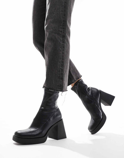 Platform Heel Ankle Boot