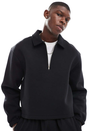 Oversized Boxy Scuba Quarter Zip Sweatshirt