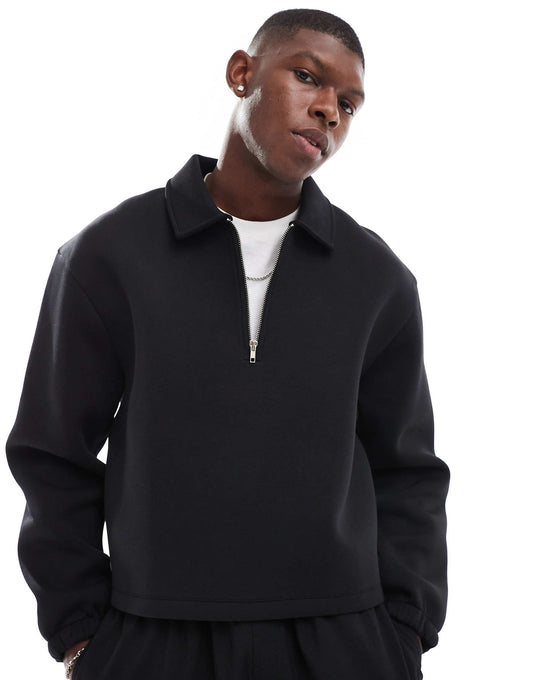 Oversized Boxy Scuba Quarter Zip Sweatshirt