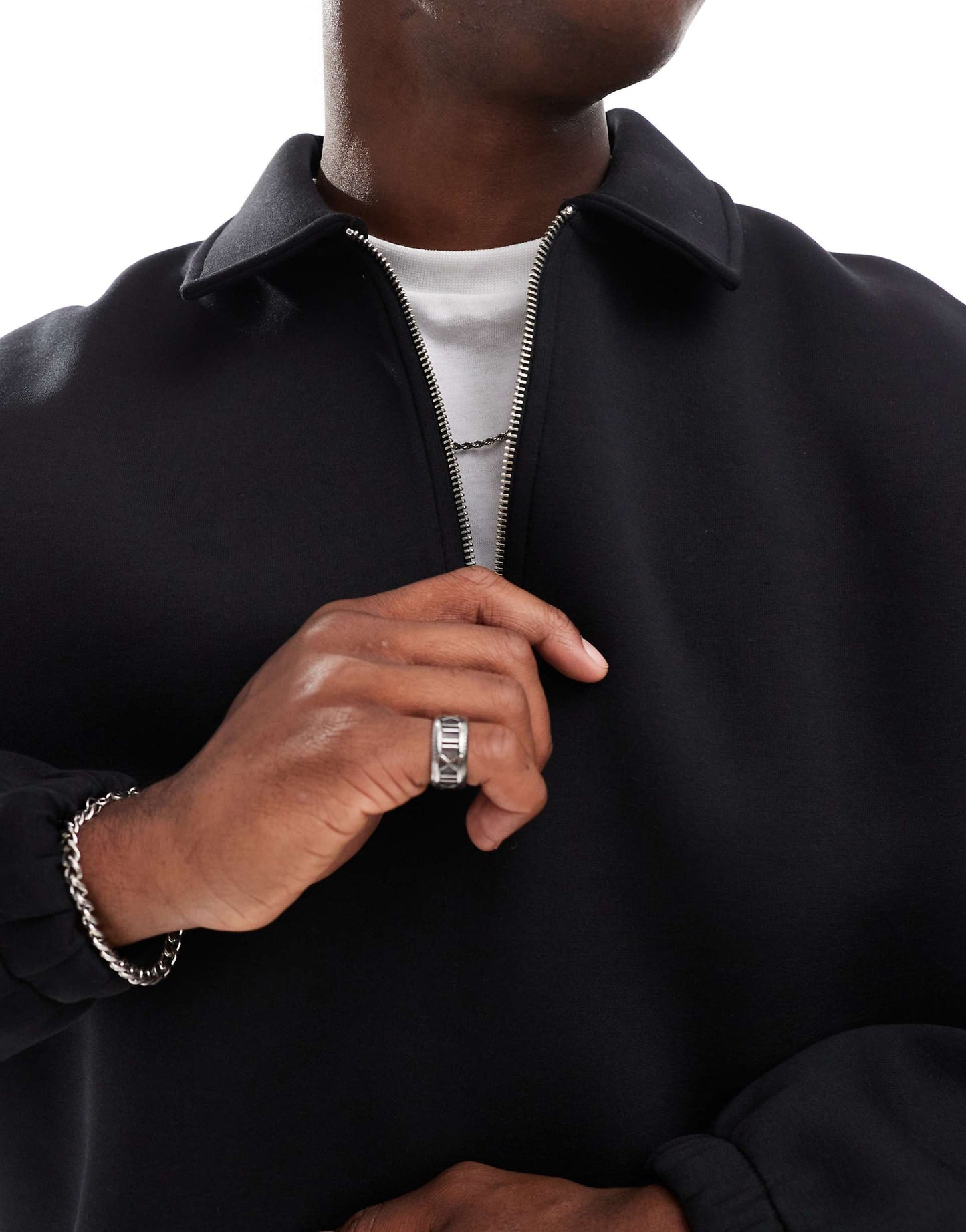 Oversized Boxy Scuba Quarter Zip Sweatshirt