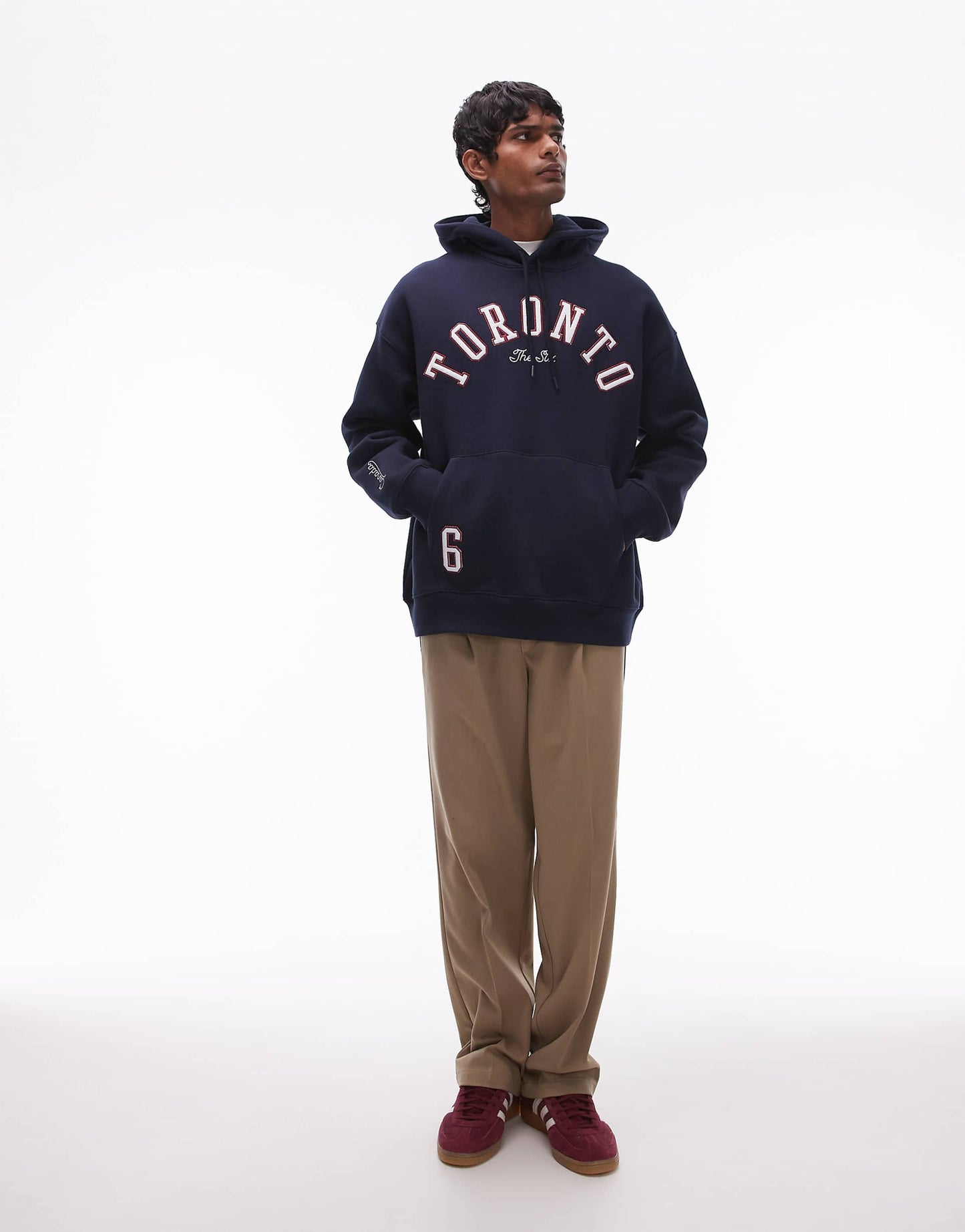 Oversized Fit Hoodie With Toronto Applique Embroidery