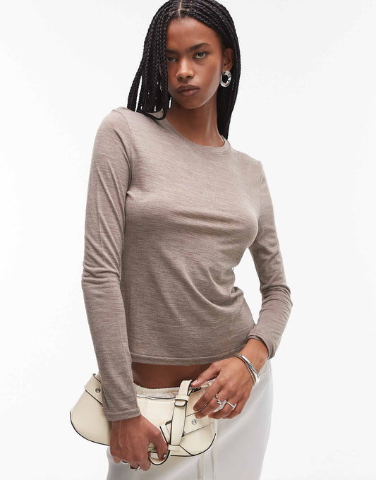 Wool Mix Long Sleeve Top