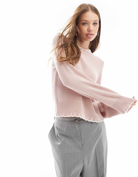 Knitted Jumper With Blanket Stitch Detail Jumper