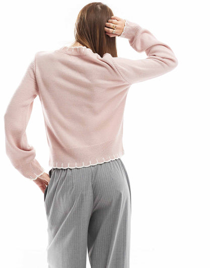 Knitted Jumper With Blanket Stitch Detail Jumper
