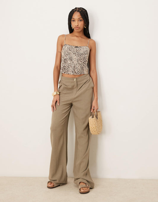 Tall Relaxed Straight Leg Trousers With Linen