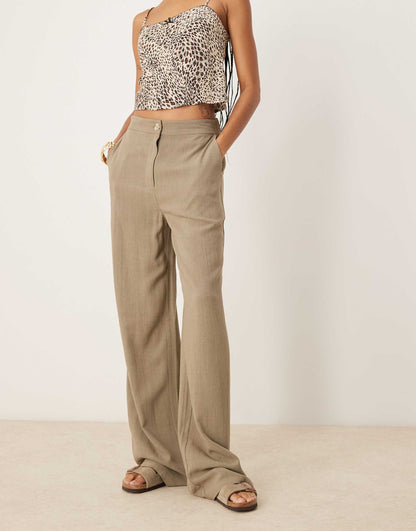 Tall Relaxed Straight Leg Trousers With Linen