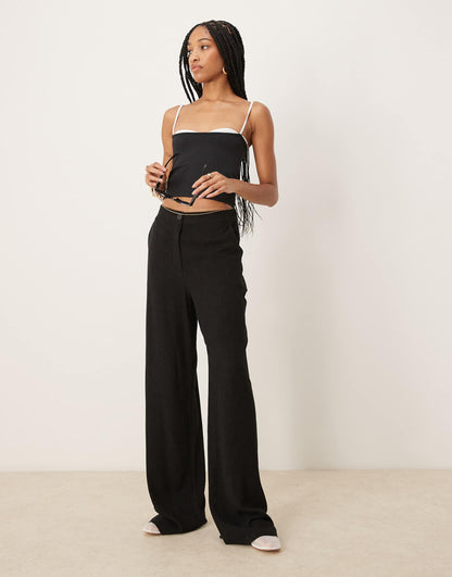 Tall Relaxed Straight Leg Trousers With Linen