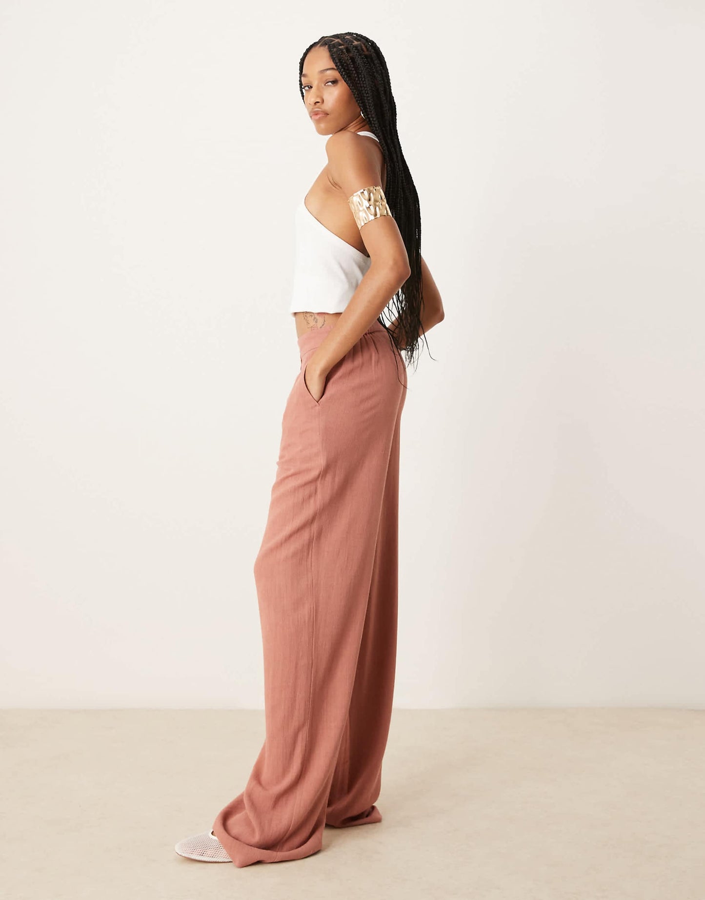 Tall Relaxed Straight Leg Trousers With Linen