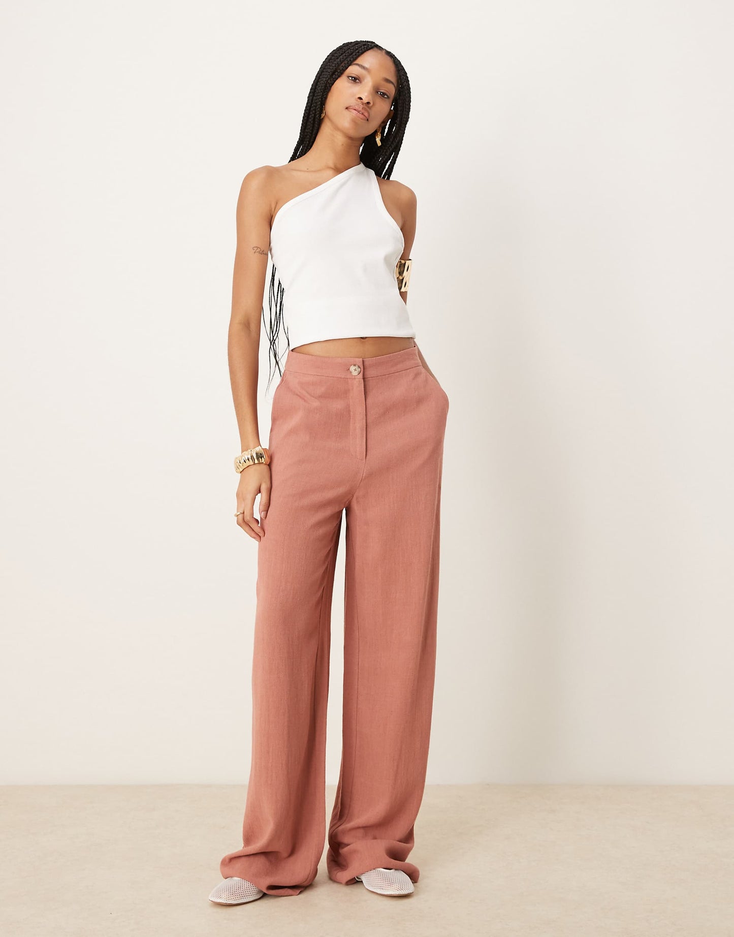 Tall Relaxed Straight Leg Trousers With Linen