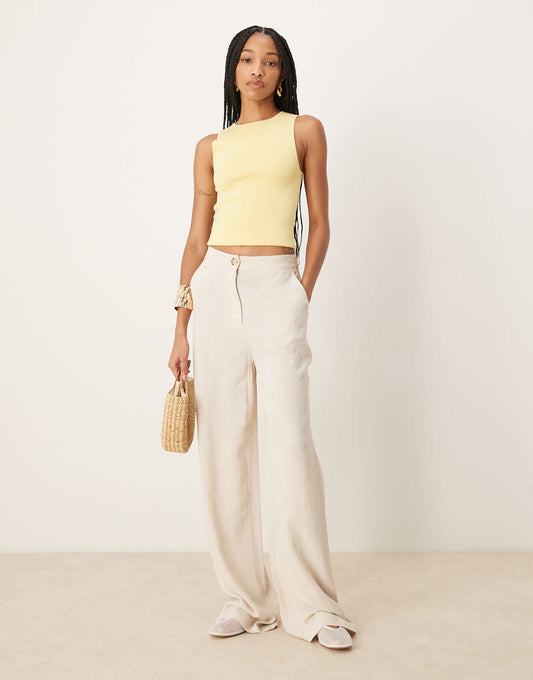 Tall Relaxed Straight Leg Trousers With Linen