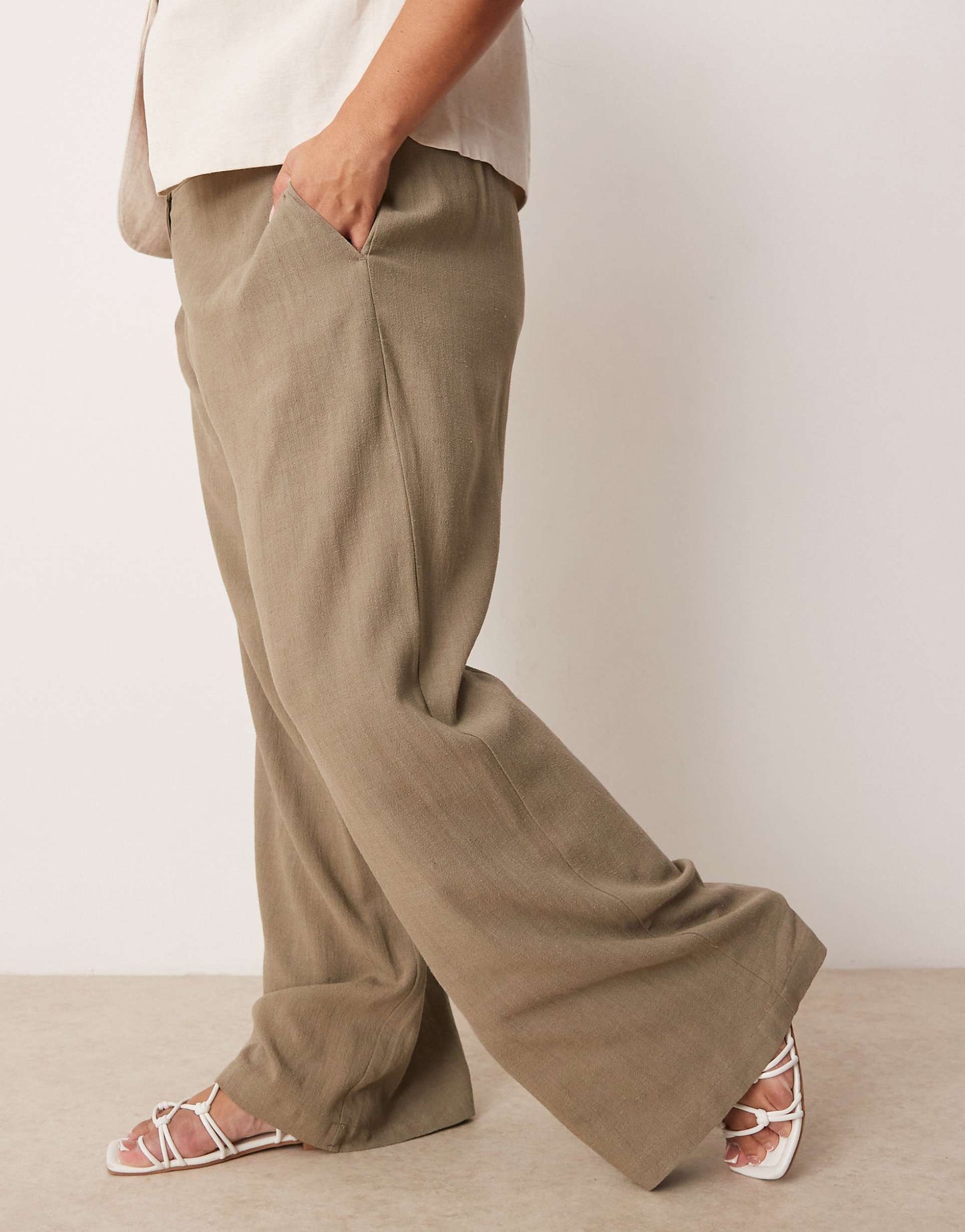 Curve Relaxed Straight Leg Trousers With Linen