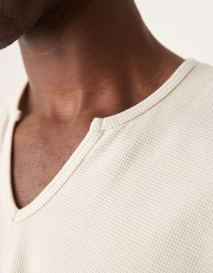 Oversized Boxy Waffle T-Shirt With Notch Neck