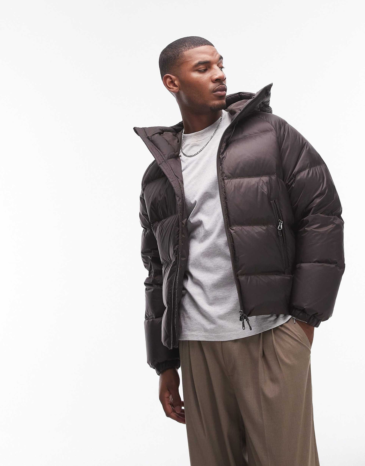 Sporty Down Jacket With Hood