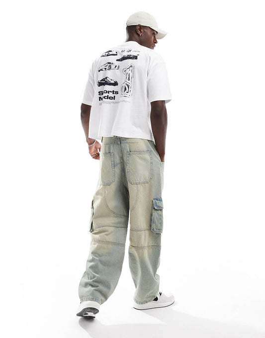 Oversized Boxy T-Shirt With Car Back Print