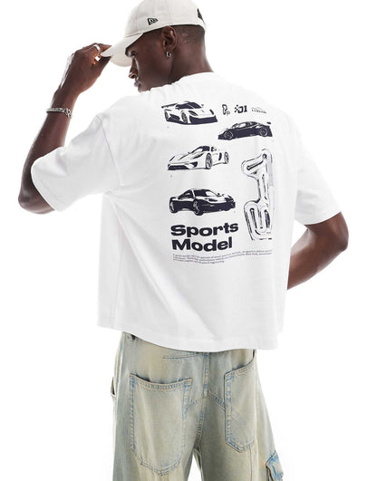 Oversized Boxy T-Shirt With Car Back Print