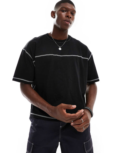 Oversized Boxy T-Shirt With Contrast Stitching