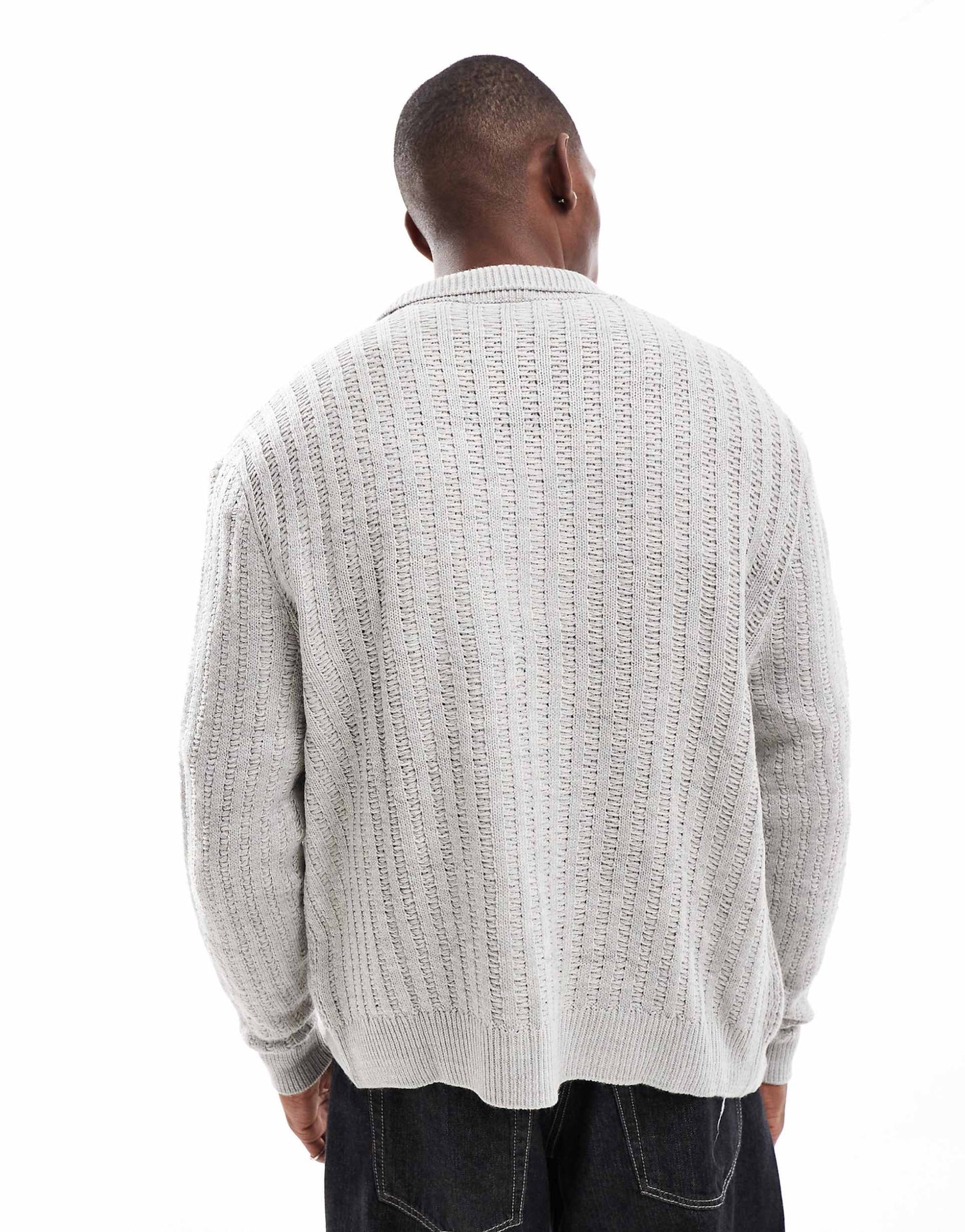 Oversized Knitted Boxy Cardigan With Collar