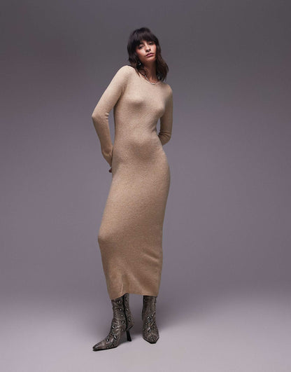 Boat Neck Light Weight Midi Dress