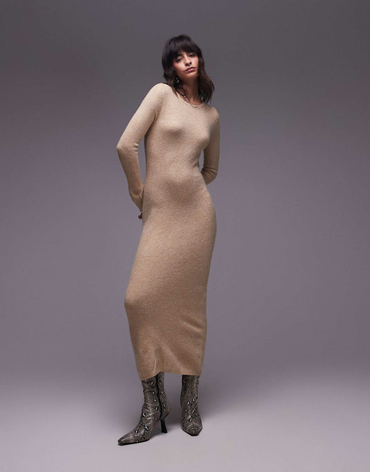 Boat Neck Light Weight Midi Dress