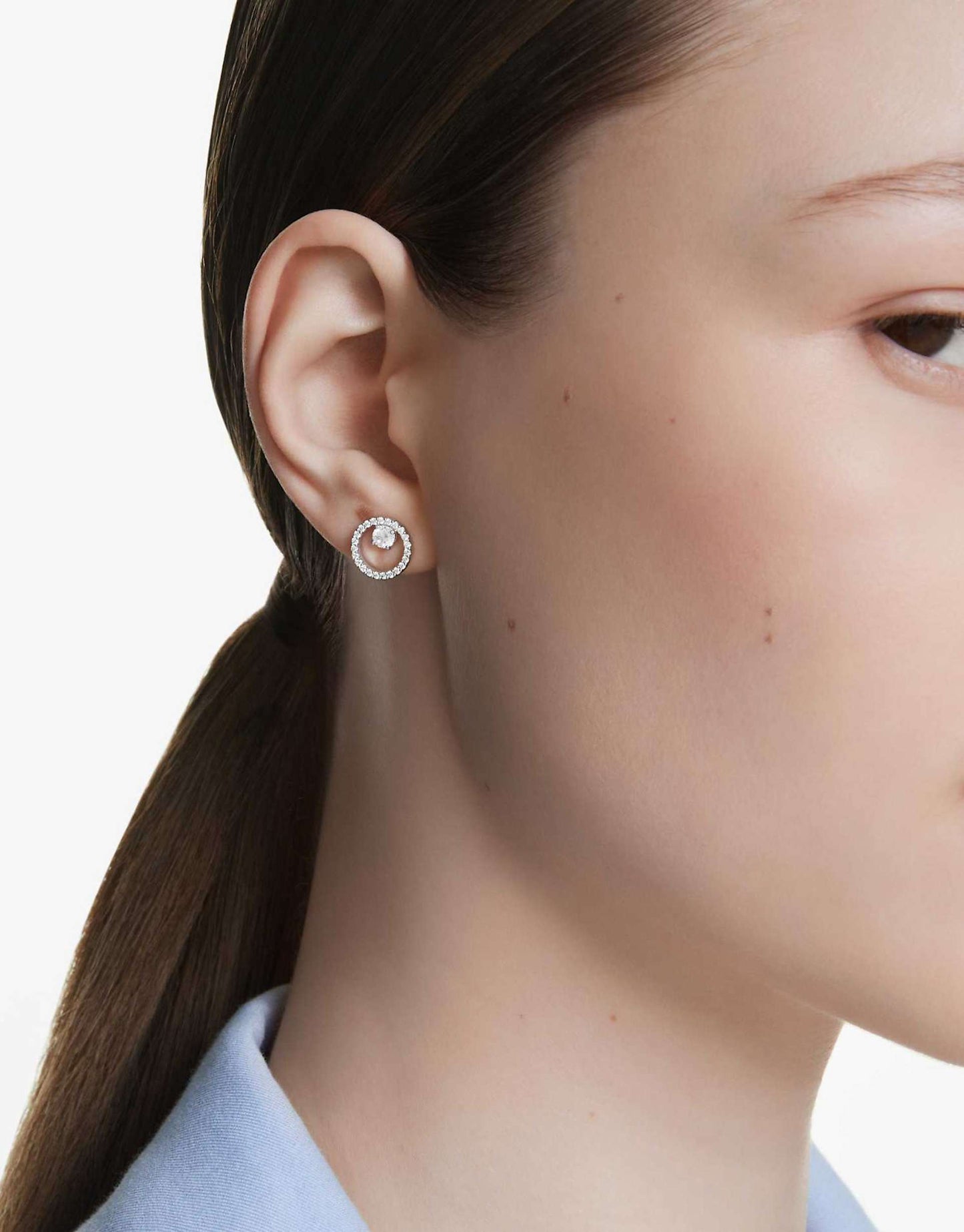 Constella Rhodium Plated Stud Earrings